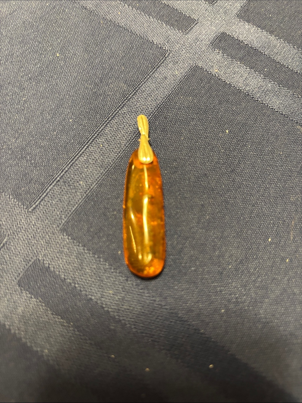 Amber Teardrop Pendant Necklace with Sterling Bezel